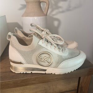 Michael Kors Beige and Metallic Gold Sneakers Like New!